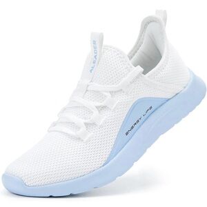 ALeader Women's White and Light Blue Athletic Sneakers